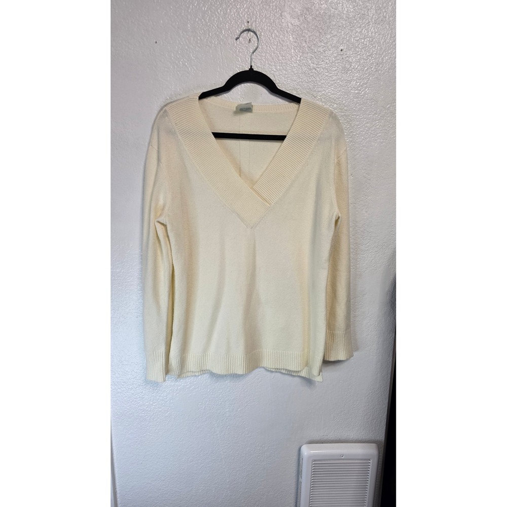 Anthropologie V-Neck Sweater Womens Size S Cream Excellent
